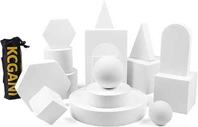 KCGANI KCGANI Kcgani 16pcs White Photography Background Props with Carry Bag, Geometric Cube Photo Props Set, Waterproof Foam  - Image 1