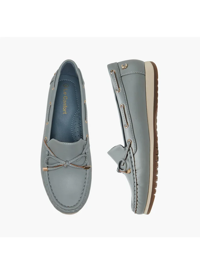 لو كونفورت Women's Bow Accent Slip-On Moccasins
