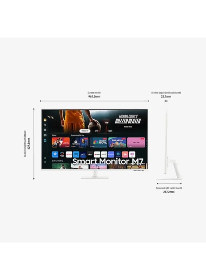 Samsung 43 inch 4K M7 UHD M70D Smart Monitor, 60Hz Refresh Rate, 4ms (GtG) Response Time, WiFi 5 & BT 5.2 Connectivity, Built-In Speakers, Tizen Operating System | LS43DM702UMXUE - Image 3