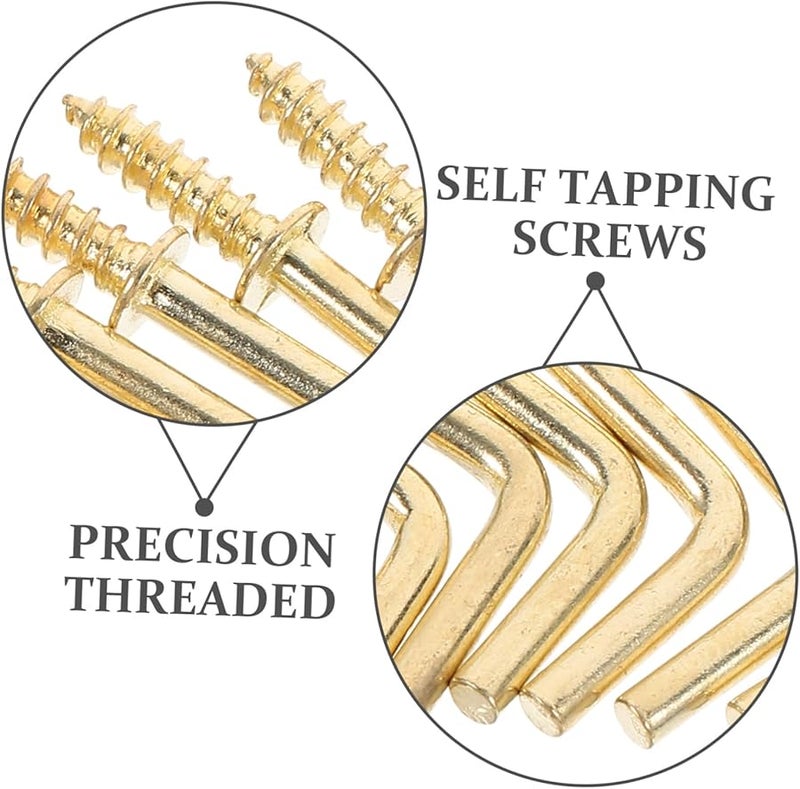 براغي ذهبية ذاتية التنصيب 50 قطعة خطافات زاوية قائمة لتعليق الصور ثقيلة التحمل لتزيين المنزل - Image 5