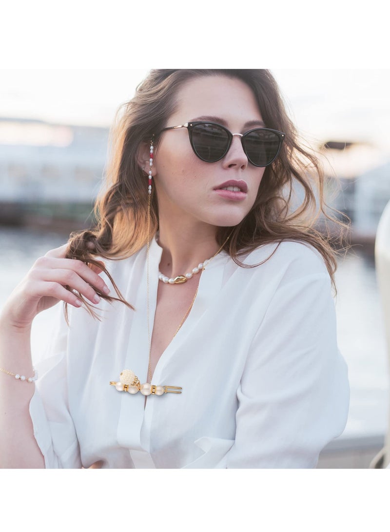 KASTWAVE Pearl Brooch, Women Scarf Headscarf Safety Pins White Pearl Dress Anti Walking Buckle Pin Clip Pants Waist Fixed Pins Hat Shawl Accessories Decorations (14 Pieces) - Image 2