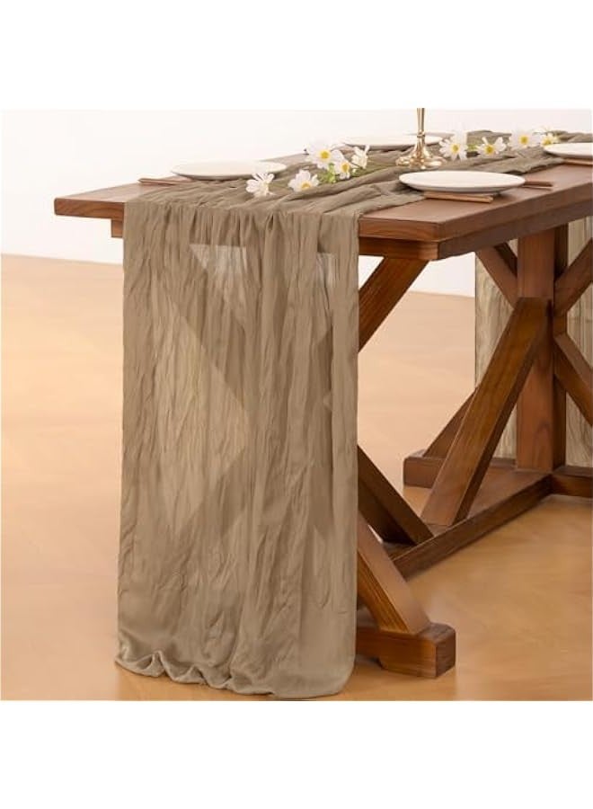 15pcs Nude Brown  Cheesecloth Table Runner Boho Rustic Gauze 120 inch 10FT Cheese Cloth Runner for Wedding Party Baby Shower Birthday Home Decor  - Image 4