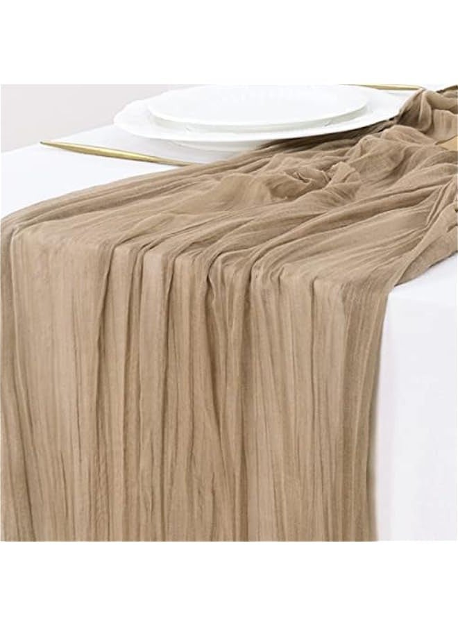 15pcs Nude Brown  Cheesecloth Table Runner Boho Rustic Gauze 120 inch 10FT Cheese Cloth Runner for Wedding Party Baby Shower Birthday Home Decor  - Image 1