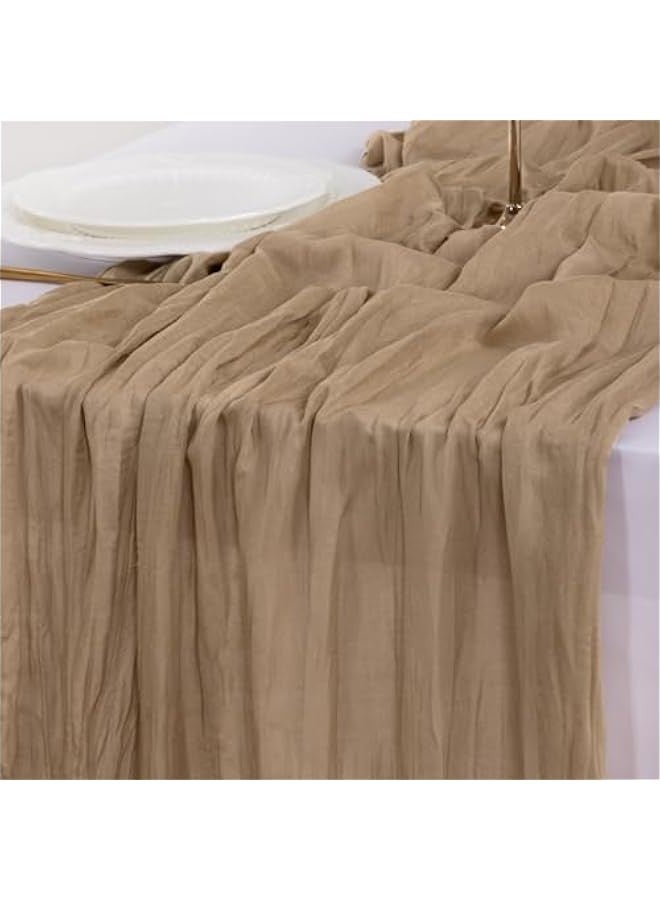 15pcs Nude Brown  Cheesecloth Table Runner Boho Rustic Gauze 120 inch 10FT Cheese Cloth Runner for Wedding Party Baby Shower Birthday Home Decor  - Image 5