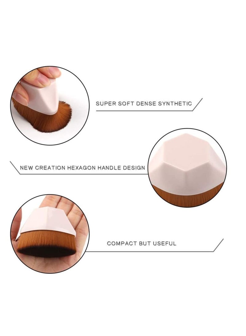 SYOSI Foundation Makeup Brush Flat Top Kabuki Hexagon Face Blush Liquid Powder Foundation Brush for Blending Liquid Cream or Flawless Powder Cosmetics with Bonus Protective Case Light Pink - Image 3