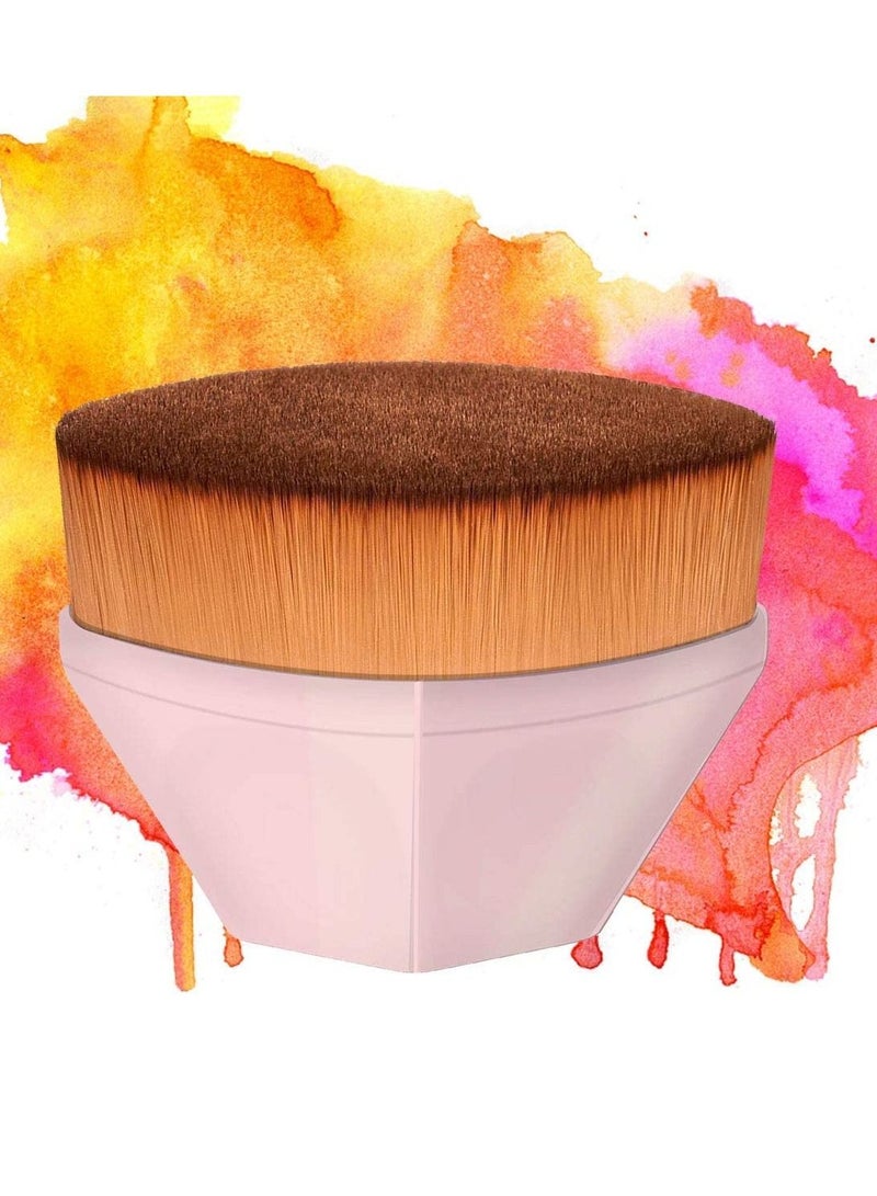 SYOSI Foundation Makeup Brush Flat Top Kabuki Hexagon Face Blush Liquid Powder Foundation Brush for Blending Liquid Cream or Flawless Powder Cosmetics with Bonus Protective Case Light Pink - Image 4