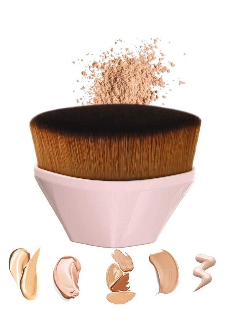 SYOSI Foundation Makeup Brush Flat Top Kabuki Hexagon Face Blush Liquid Powder Foundation Brush for Blending Liquid Cream or Flawless Powder Cosmetics with Bonus Protective Case Light Pink - Image 5