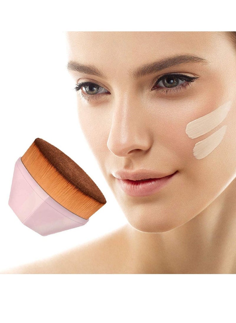 SYOSI Foundation Makeup Brush Flat Top Kabuki Hexagon Face Blush Liquid Powder Foundation Brush for Blending Liquid Cream or Flawless Powder Cosmetics with Bonus Protective Case Light Pink - Image 1