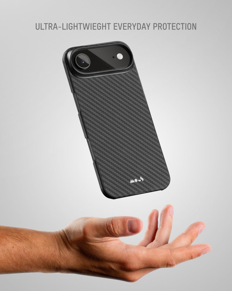 Mous for iPhone Air Case Slim, Compatible with MagSafe - Super Thin - Magnetic Phone Cover Compatible with iPhone 17 Air, Carbon Fibre, Black - Image 4
