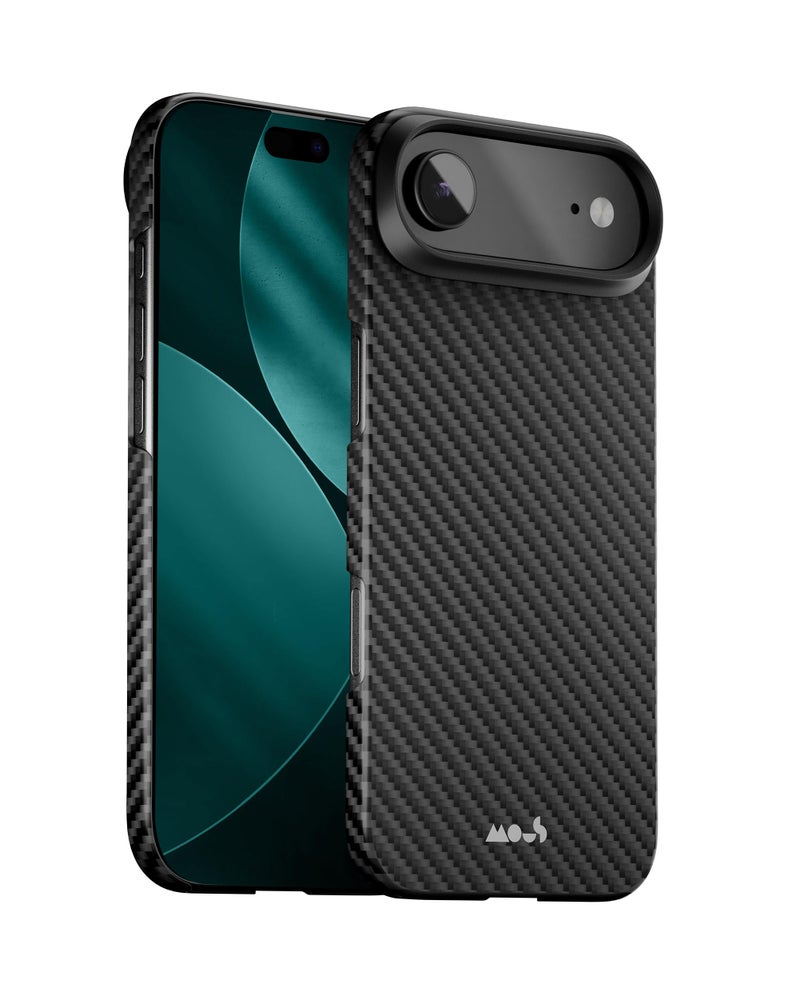 Mous for iPhone Air Case Slim, Compatible with MagSafe - Super Thin - Magnetic Phone Cover Compatible with iPhone 17 Air, Carbon Fibre, Black - Image 1