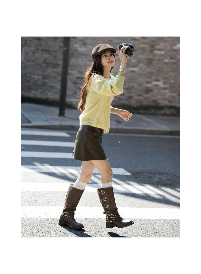 Mt Autumn Elegant Sequin Crew Neck Knit Sweater With Fluffy Wool, Soft And Loose Fit Women's Top - Image 4