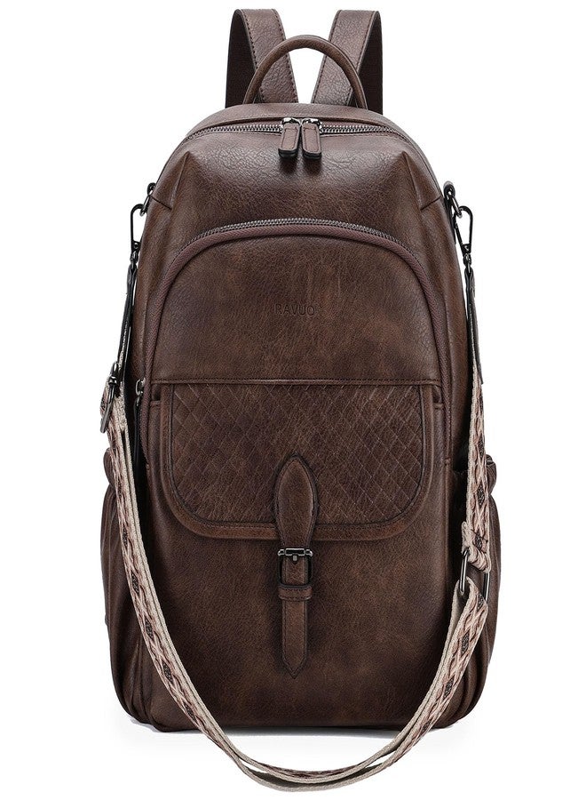 RAVUO Backpack for Women,RAVUO Faux Leather BackPack Purse Ladies Shoulder Daypack and Satchel Bag for Work Travel University,Coffee - Image 1