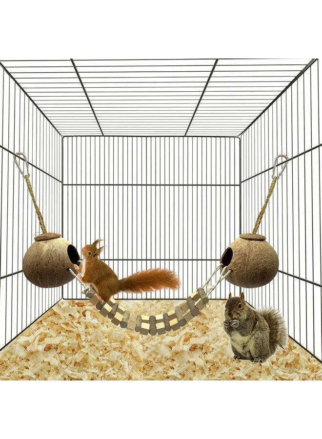 Hamiledyi Coconut Bird Nest Hut With Ladder Hanging Birds Hide House Toy For Cage Natural Coco Shell Hideaway For Parakeet Lovebirds Finch Syrian Hamster Gecko Squirrel Climbing - Image 2