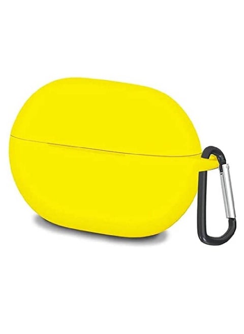Silicone Case Cover for Huawei FreeBuds PRO with Carabiner and Charging Port Accessibility anti shock, full protection (Yellow)