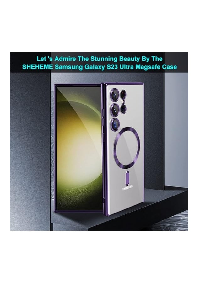 Generic - Sheheme Titanium Clear for Samsung Galaxy S24 Ultra MagSafe Case with Camera Lens Protector, Magnetic Case for S24 Ultra, Full Protection Plating Anti-Scratch Slim Thin Case Cover, Purple Titanium - Image 1
