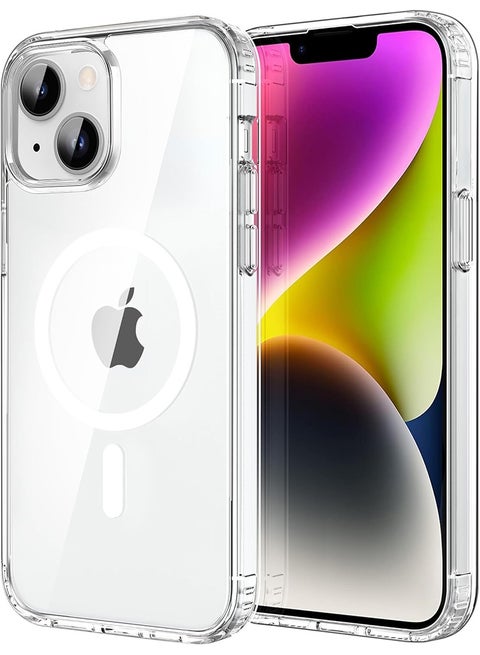 Premium Clear MagSafe Case For iPhone 13/ 14 [Compatible with MagSafe] Anti-Yellowing Slim Transparent Phone Case Protective Magnetic Cover for iPhone 13/ 14 6.1 Inch
