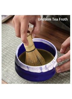 Dominy Matcha Set,Matcha Tea Set, Matcha Ceremony Accessory - Matcha Whisk, Ceramic Bowl and Whisk Holder, Traditional Scoop, The Perfect Set to Prepare a Traditional Cup of Matcha(Blue)  - Image 4