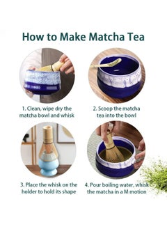 Dominy Matcha Set,Matcha Tea Set, Matcha Ceremony Accessory - Matcha Whisk, Ceramic Bowl and Whisk Holder, Traditional Scoop, The Perfect Set to Prepare a Traditional Cup of Matcha(Blue)  - Image 5