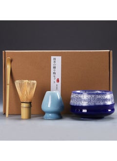 Dominy Matcha Set,Matcha Tea Set, Matcha Ceremony Accessory - Matcha Whisk, Ceramic Bowl and Whisk Holder, Traditional Scoop, The Perfect Set to Prepare a Traditional Cup of Matcha(Blue)  - Image 1