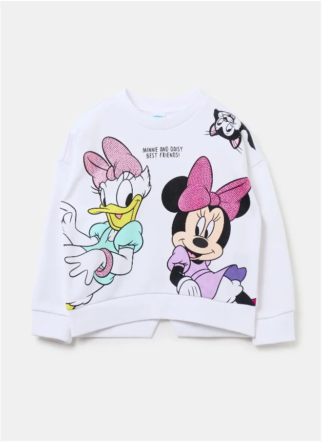 Ovs Sweatshirt with Minnie Mouse and Daisy Duck print with diamantÃ©s