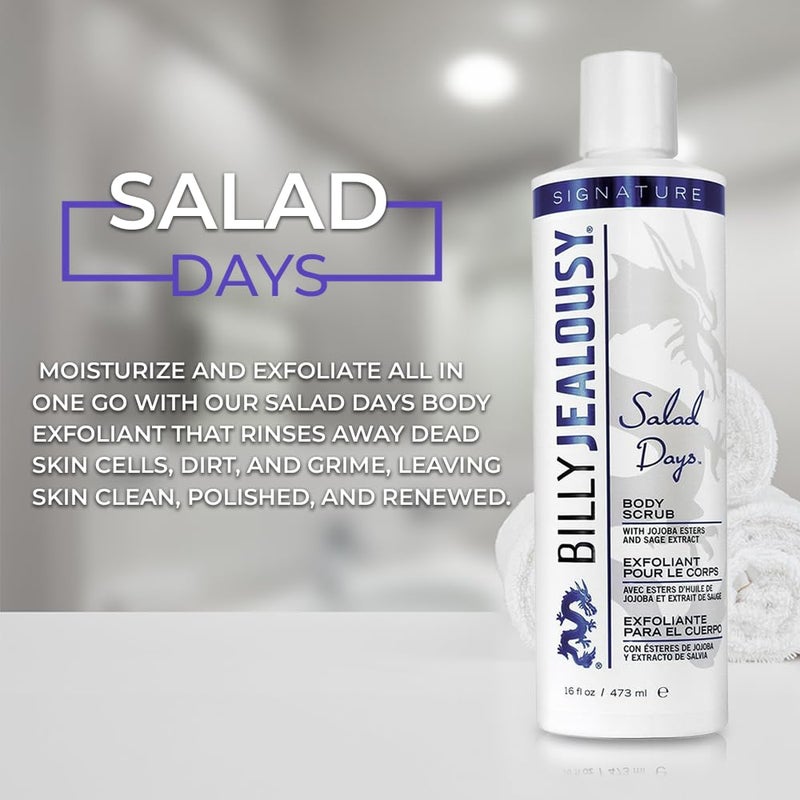 Billy Jealousy Salad Days Body Scrub, Exfoliating Moisturizing Vegan Bath Product with Jojoba Esters and Sage Extract with Sea Salt and Spearmint Scent, 16 Fl Oz - Image 4