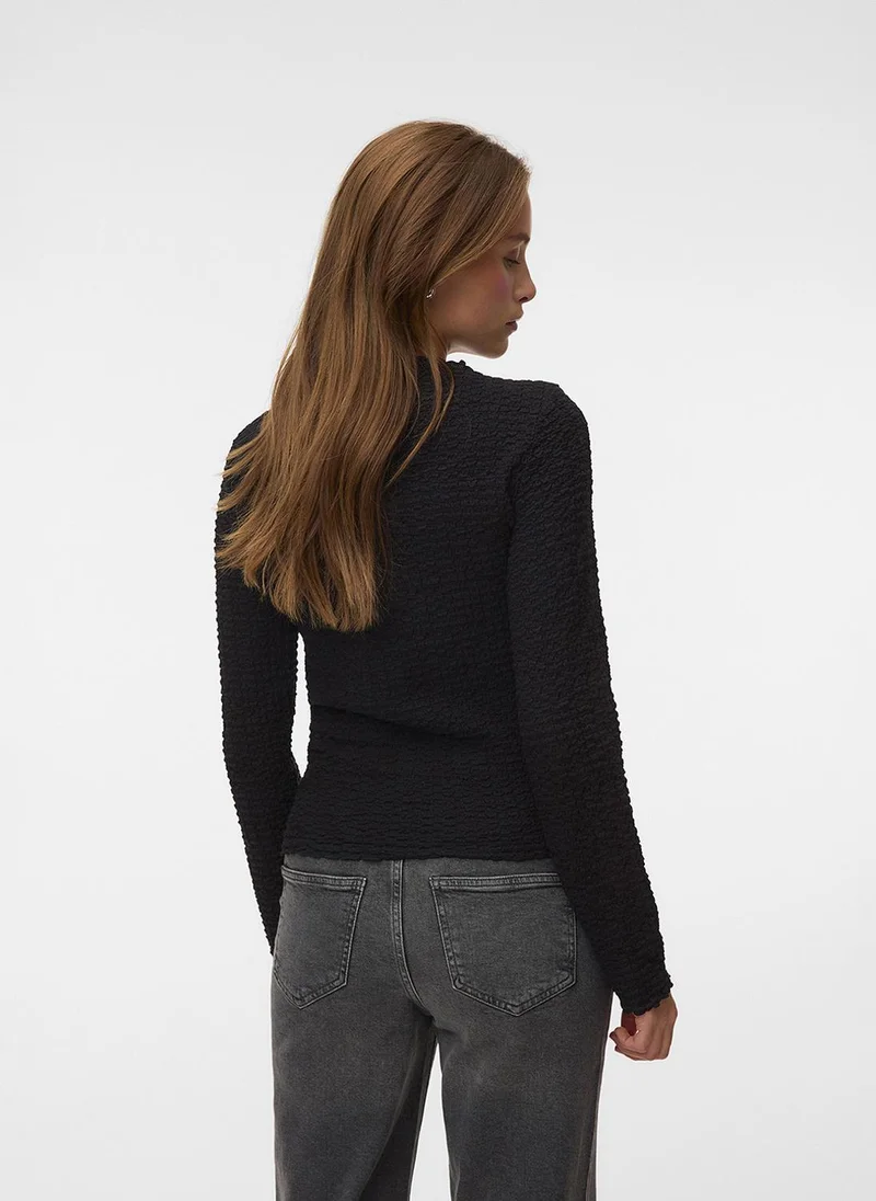 فيرو مودا Women's VMZIA Long Sleeve Funnel Neck Jersey Top