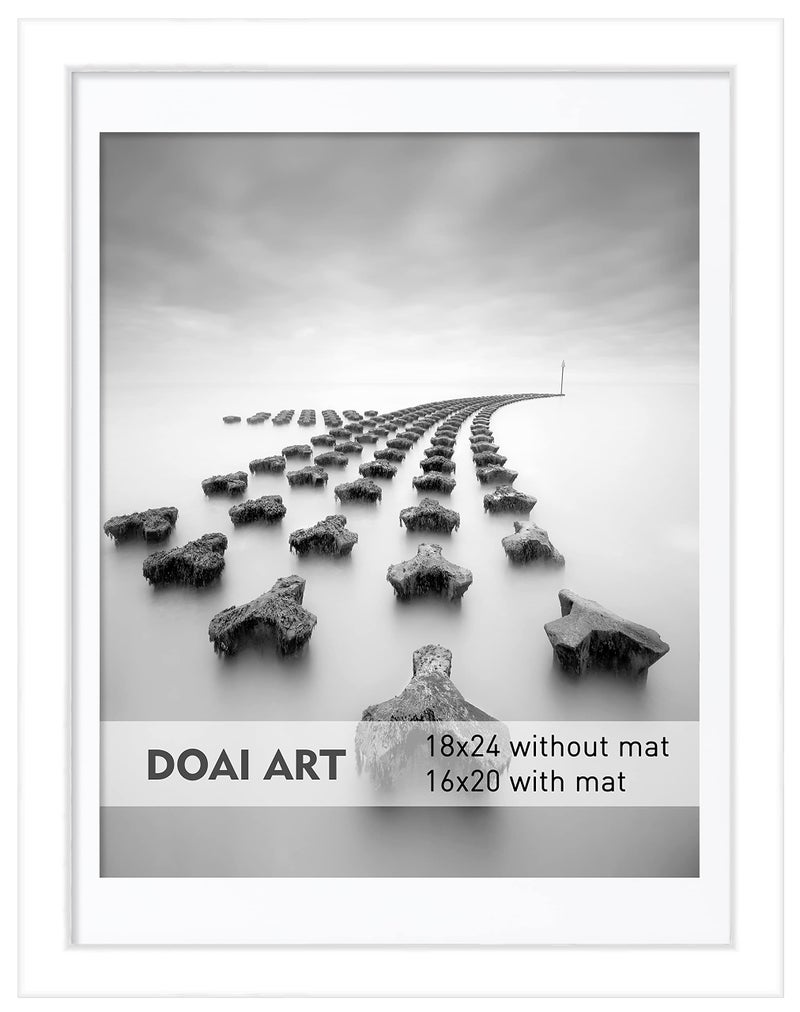 DOAI ART 18x24 Poster Frame White without Mat for Displaying 16x20 Posters with Mat  Polished Plexiglass for Wall Vertically or Horizontally Display  Wall Mounting Hardware Included