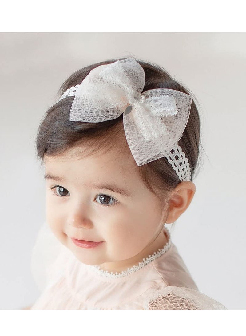 Loquat Bow-knot Headband for Baby Girls - Soft Lace Floral Hairbands, Ideal for Newborns, Infants, and Toddlers Hair Accessories - Image 1