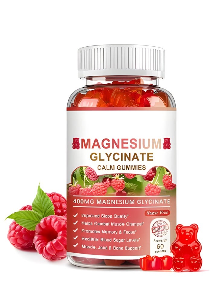 Magnesium Glycinate Magnesium Glycinate Chelate Supplement 400 mg for each Cap with Organic Vegetables for Sleep, Calm, Anxiety, Muscle Cramp & Stress Relief ， 60 Capsules  - Image 1