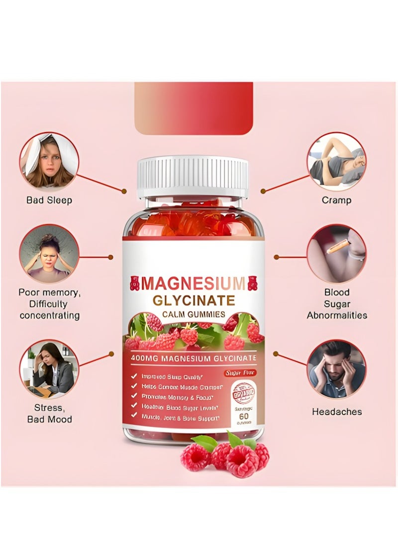 Magnesium Glycinate Magnesium Glycinate Chelate Supplement 400 mg for each Cap with Organic Vegetables for Sleep, Calm, Anxiety, Muscle Cramp & Stress Relief ， 60 Capsules  - Image 2