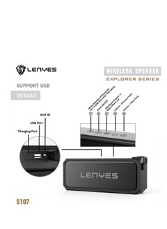 Lenyes Lenyes 20W Wireless Bluetooth Speaker - IPX7 Waterproof, 4000mAh Battery, 28H Playtime, Quick Charging, Double Bass, Durable Design, Available in Black  - Image 5