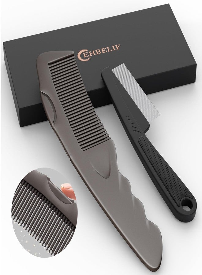 EHBELIF Dandruff Comb 2PC Upgraded Fine Tooth Scalp Detox Comb Lice for Women, Men & Kids Scalp Detoxing, Sweep & Massage Hair Brush Tool with Elegant Box for Hair Care(Brown) - Image 1