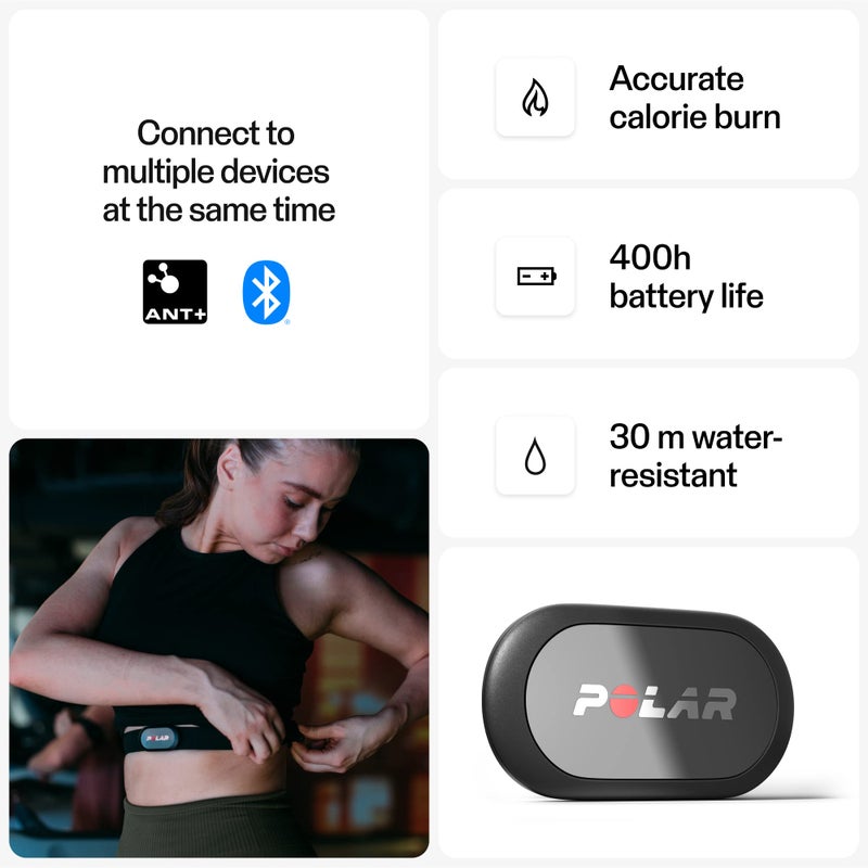 Polar H9 Heart Rate Sensor â€“ ANT + / Bluetooth - Waterproof HR Monitor with Soft Chest Strap, M-XXL - Image 5