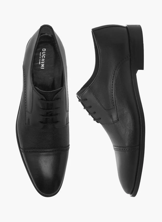Duchini Men Lace-Up Leather Derby Shoes