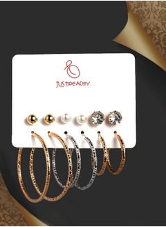 Just Peachy Gold Plated Earrings for Women & Girls, Ear Bali for Ladies, Latest Design, 2 Gold-Plated Spherical Shaped Studs In Gold & White Beads Earrings for Birthdays Gifts, Anniversary, Pack of 6 - pzsku/Z2F4F67737B15D292B3F3Z/45/_/1729834707/6711510a-e6a2-4019-95b2-aa6b3569b483