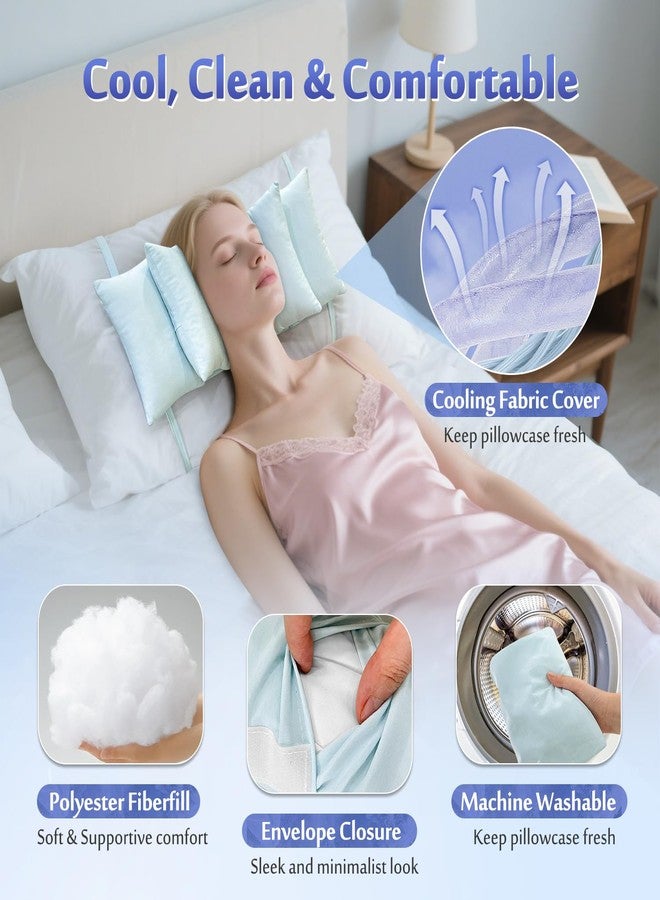 Mybow Beauty Pillow for Sleeping on Back, Anti Wrinkle Aging Pillow for Women, Back Sleeper Pillows Neck Support, Keep Head Straight, Wrinkle Prevention, Face Head Stabilizing Positioner (Blue) - Image 2