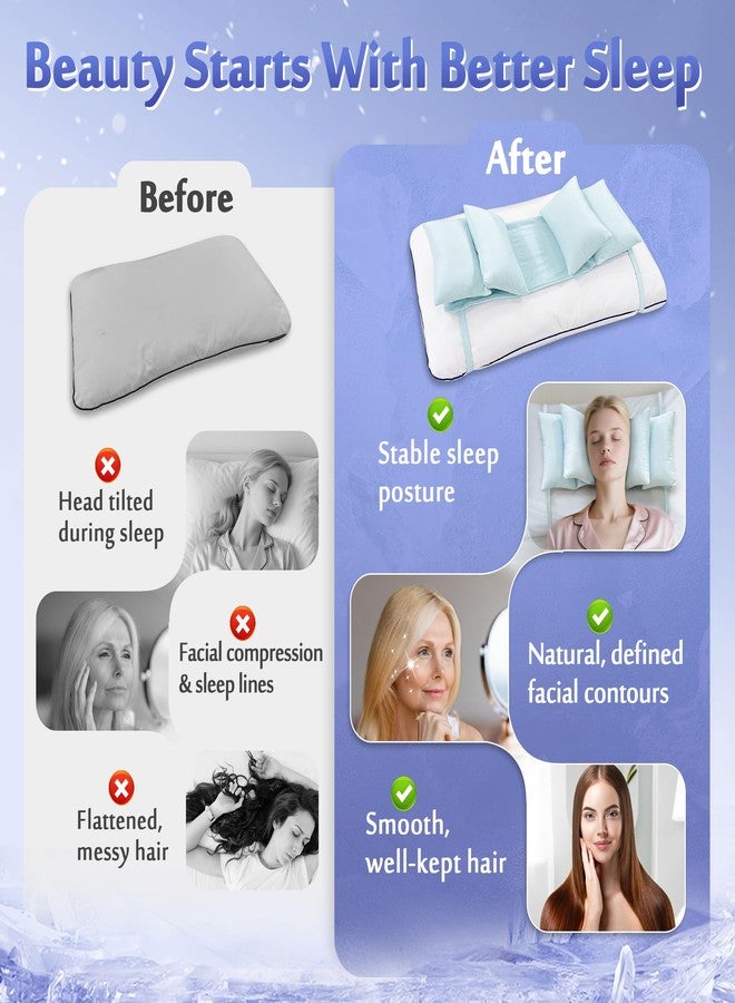 Mybow Beauty Pillow for Sleeping on Back, Anti Wrinkle Aging Pillow for Women, Back Sleeper Pillows Neck Support, Keep Head Straight, Wrinkle Prevention, Face Head Stabilizing Positioner (Blue) - Image 4