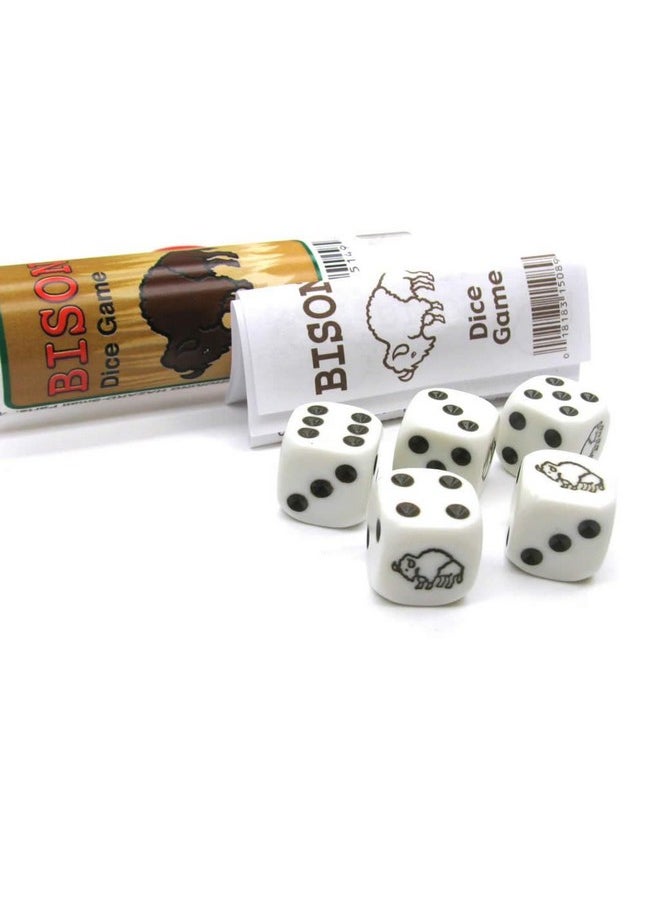 Koplow Games Bison Dice Game White Opaque Dice with Black Pips D6 16mm (5/8in) Koplow Games  - Image 3