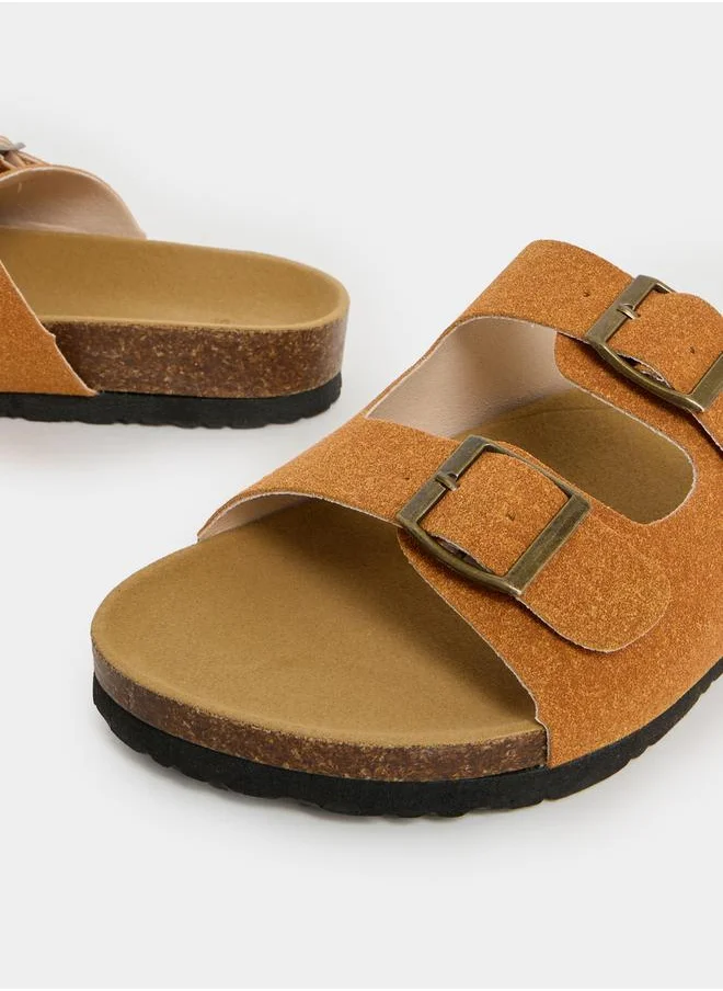 Styli Suede Look Soft Footbed Sandals