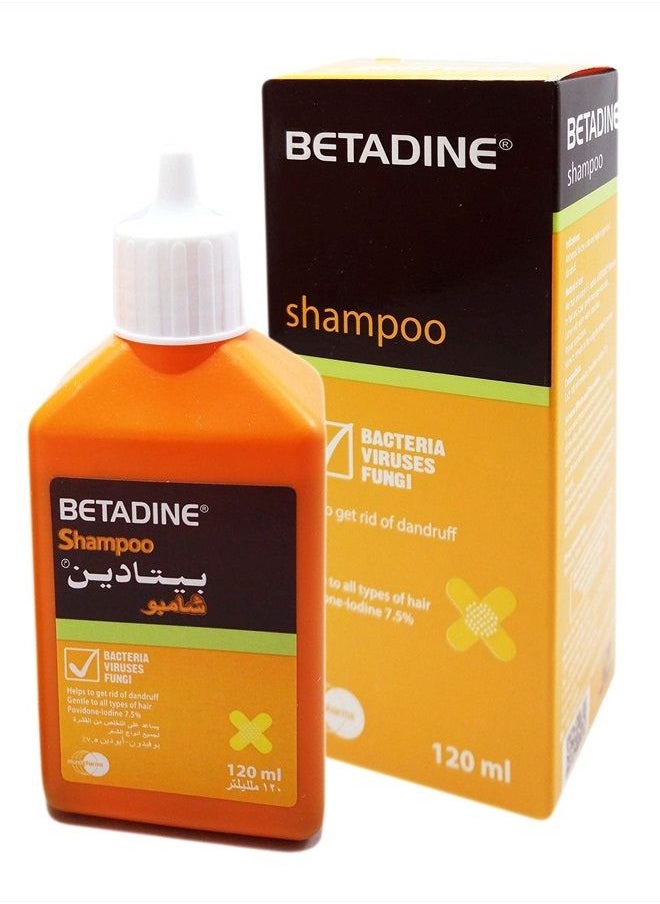 BETADINE - شامبو بيتادين للعناية بفروة الرأس ضد القشرة لجميع أنواع الشعر (عبوة واحدة / 120 مل) - Image 1