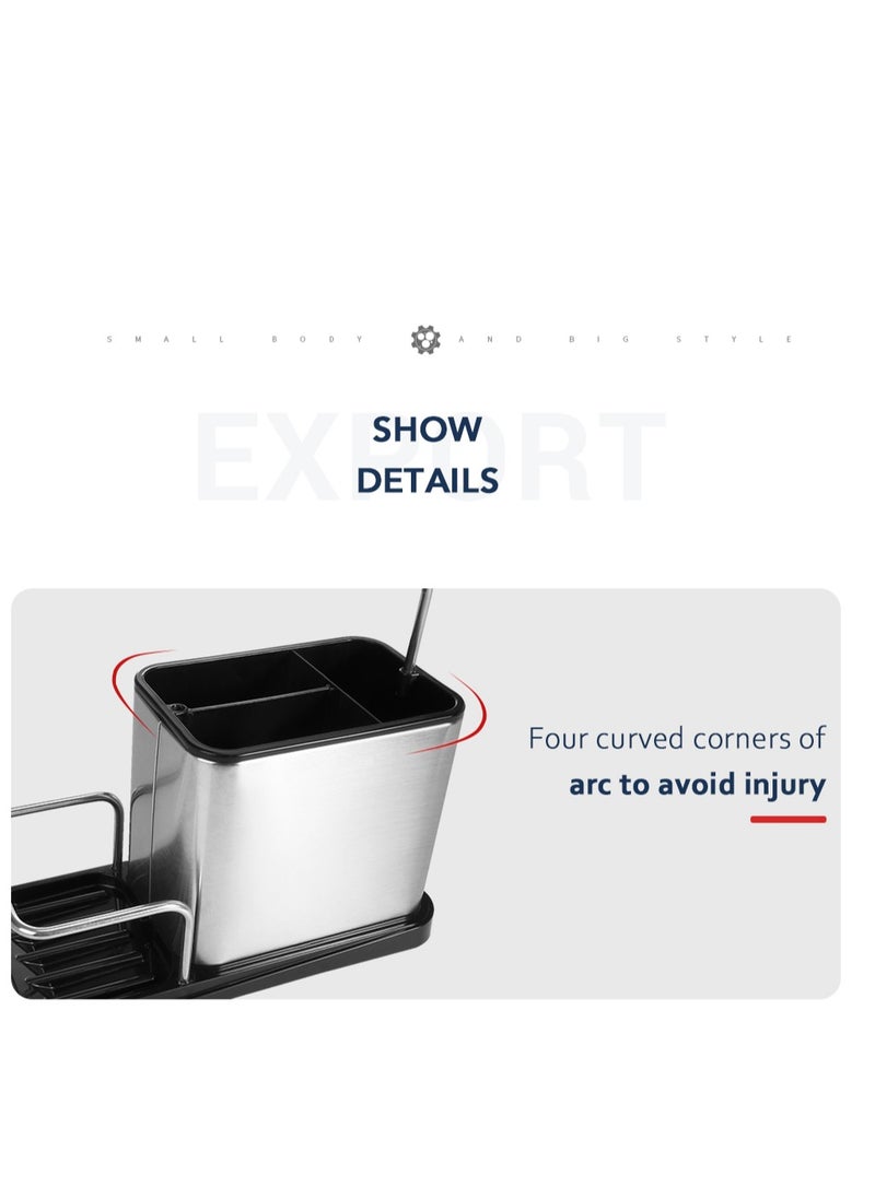Home Care - Sink Organizer 22x10x17.5cm, PP + Stainless Steel, Frosted Surface - Image 1