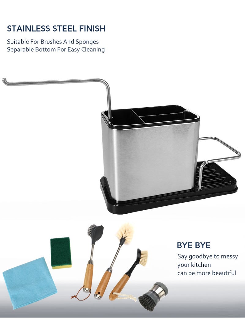 Home Care Sink Organizer 22x10x17.5cm, PP + Stainless Steel, Frosted Surface  - Image 3
