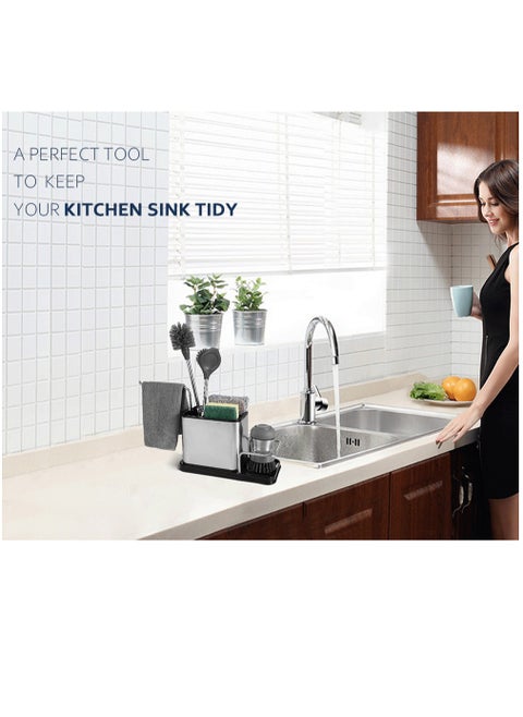 Sink Organizer 22x10x17.5cm, PP + Stainless Steel, Frosted Surface