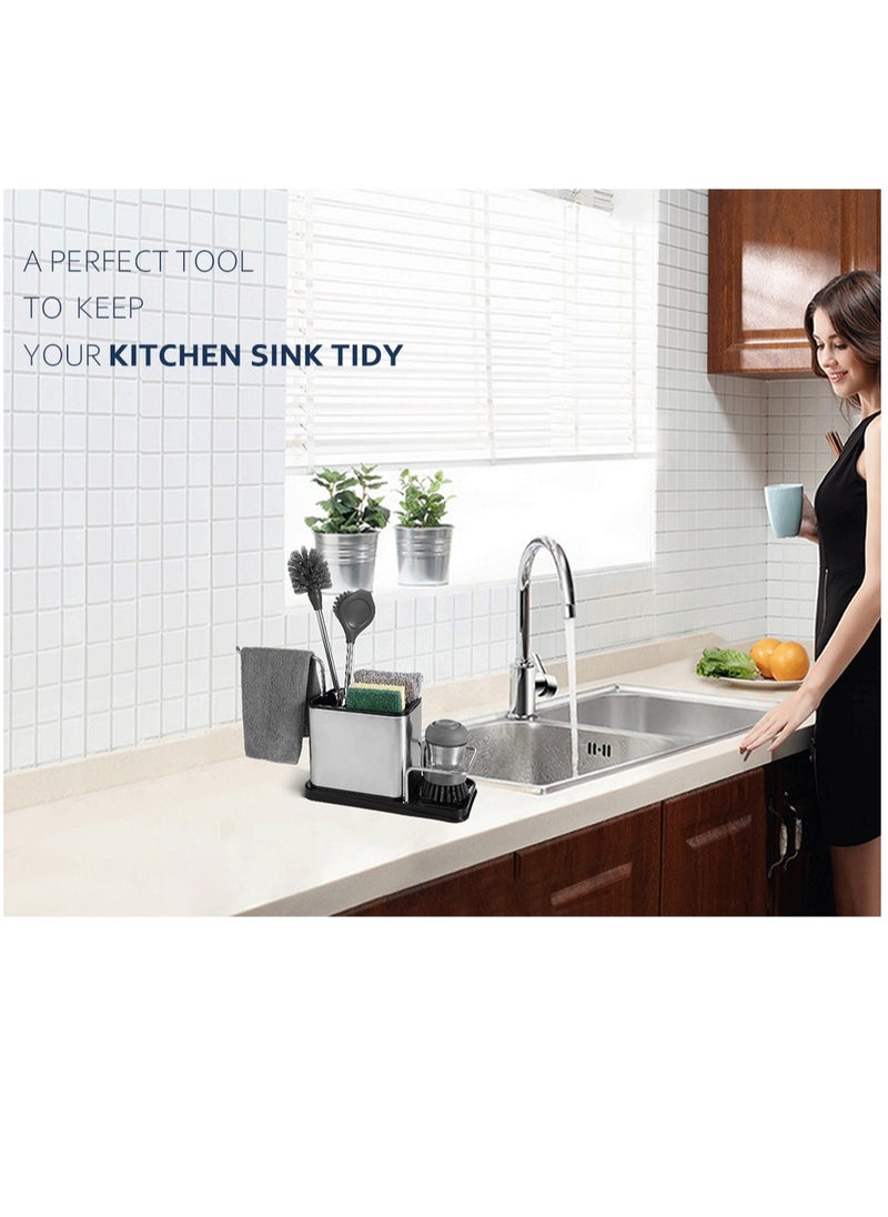 Home Care Sink Organizer 22x10x17.5cm, PP + Stainless Steel, Frosted Surface  - Image 1