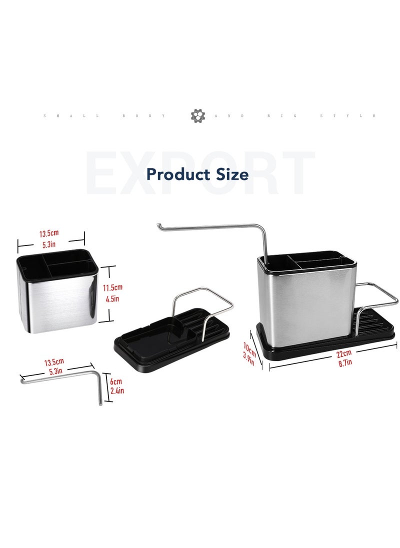 Home Care - Sink Organizer 22x10x17.5cm, PP + Stainless Steel, Frosted Surface - Image 1