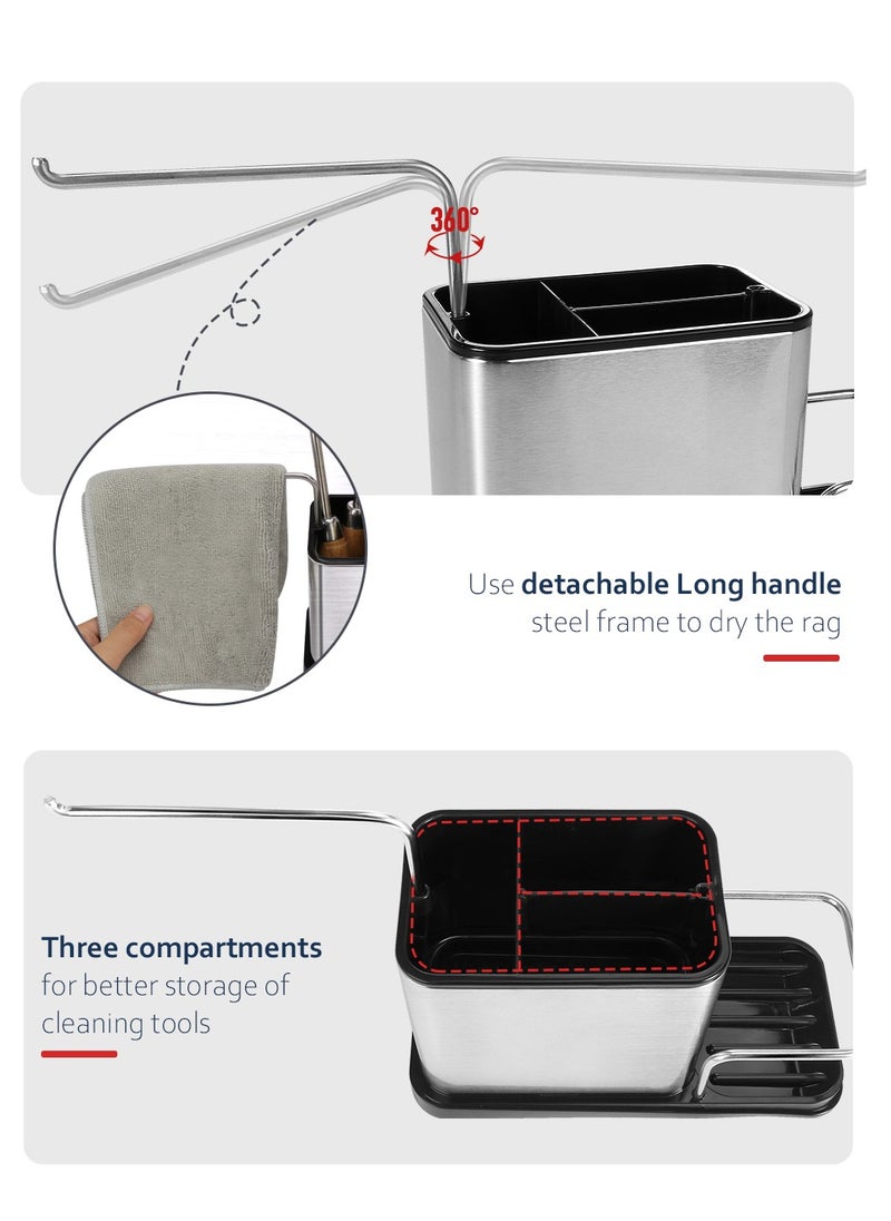Home Care Sink Organizer 22x10x17.5cm, PP + Stainless Steel, Frosted Surface  - Image 4