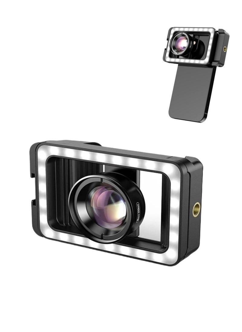 APEXEL Upgraded 4K HD 100mm Macro Lens with LED Fill Light, Universal Clamp Micro Lenses for Samsung and All Smartphones  - Image 1