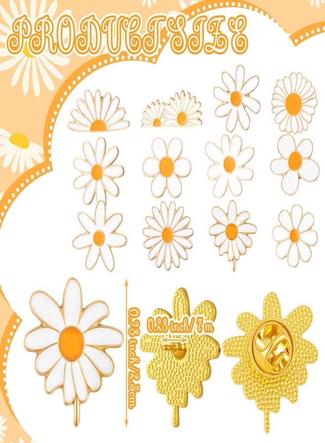Yinkin 48 Pcs Spring Daisy Flower Lapel Pins for Women Daisy Award Pin Women Brooch Safety Push Buckle for Shirt Hat Sweater - Image 2