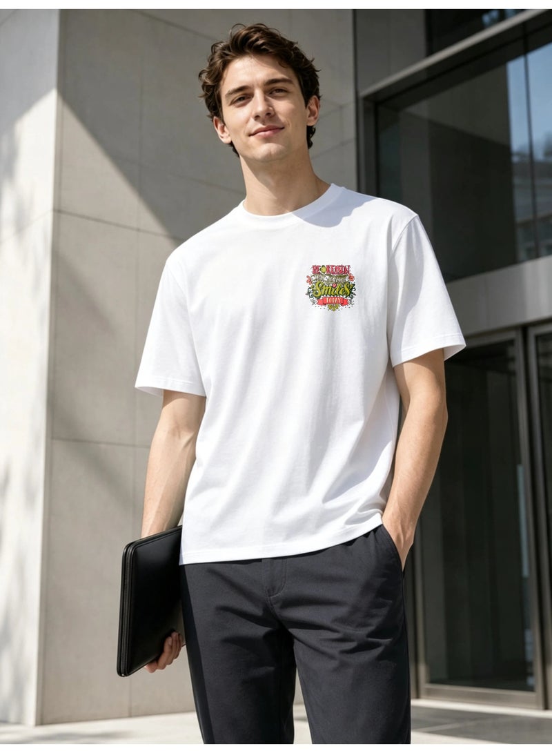 Men's 100% Cotton Short Sleeve T-Shirt with Double-Sided Print Pattern, Casual Tee - Image 1