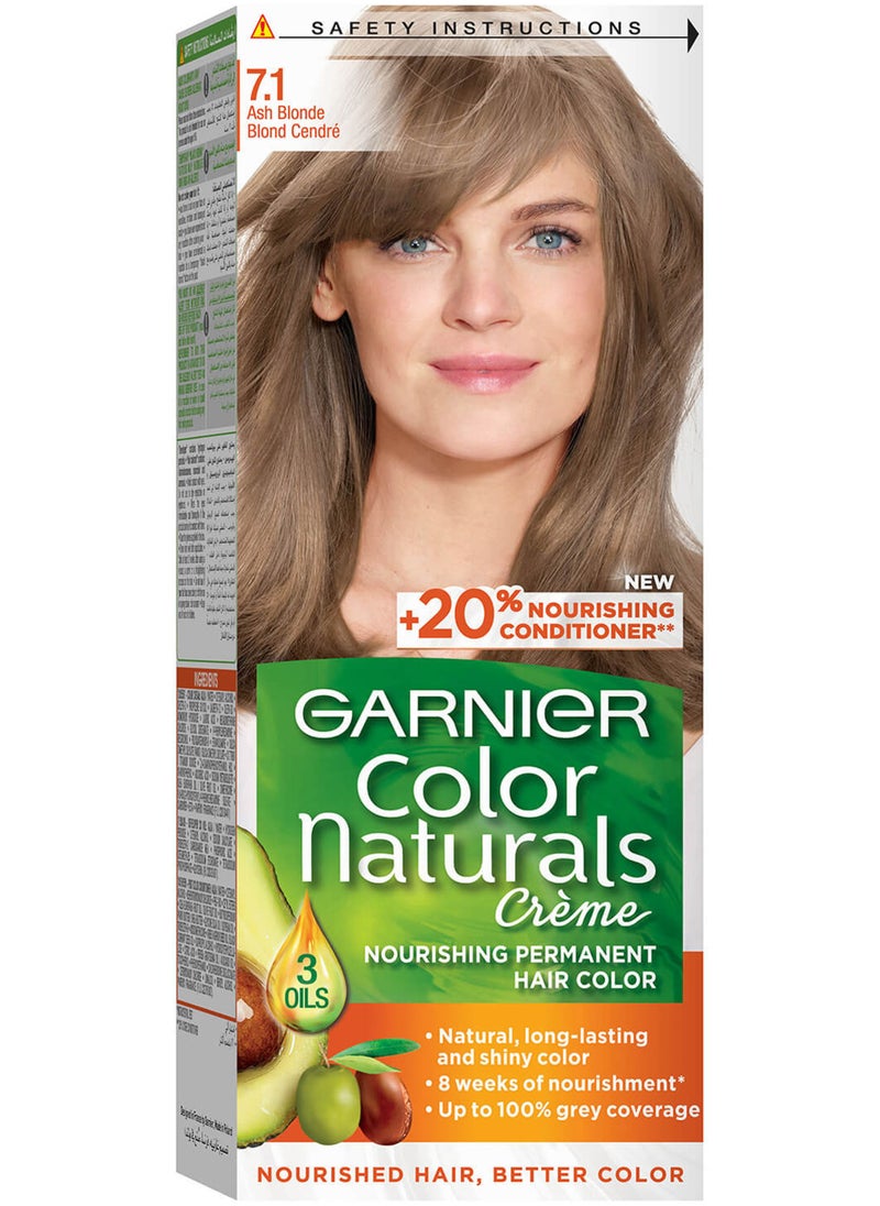 Garnier Garnier Color Naturals Creme Hair Color, 7.1 Ash Blonde  - 112 ML  - Image 1